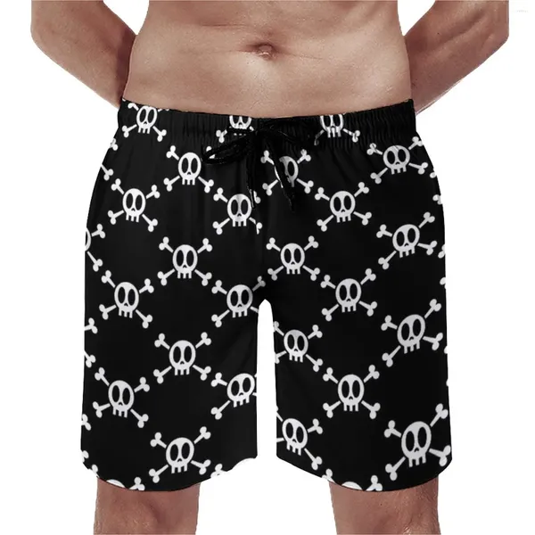 Pantaloncini da uomo Kawaii Skeleton Board Daily Oversize Beach Costume da bagno da uomo con teschio e ossa incrociate