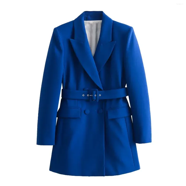 Ternos femininos superaen estilo europeu e americano 2023 moda casual cinto longo blazer casaco