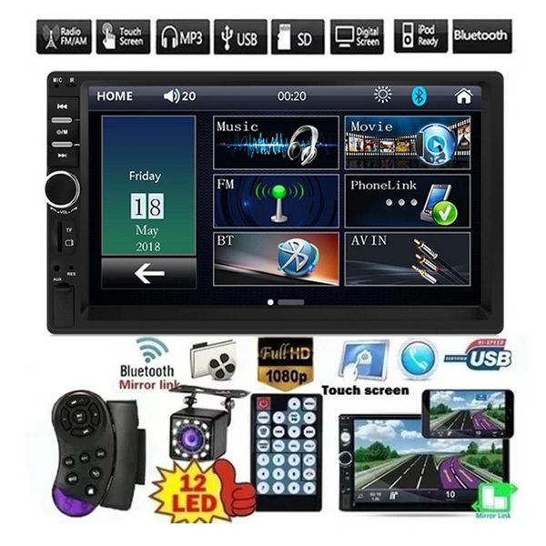 2 Din 7 HD Car DVD Player Multimídia Android Mirrorlink Auto Rádio Do Carro Bluetooth FM USB AUX TF Auto Áudio e Vídeo Systerm252B