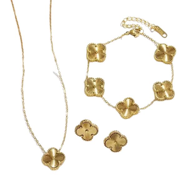 4 quadrifoglio set di gioielli di design di lusso conchiglia di diamanti moda donna braccialetto orecchini collana regalo di compleanno di San ValentinoQ10