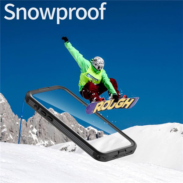 Custodia magnetica per telefono 3 in 1 resistente alla neve per iPhone 14 Pro Max Corda Sport all'aria aperta Protezione completa IP68 Custodia per armatura trasparente impermeabile che supporta la ricarica wireless