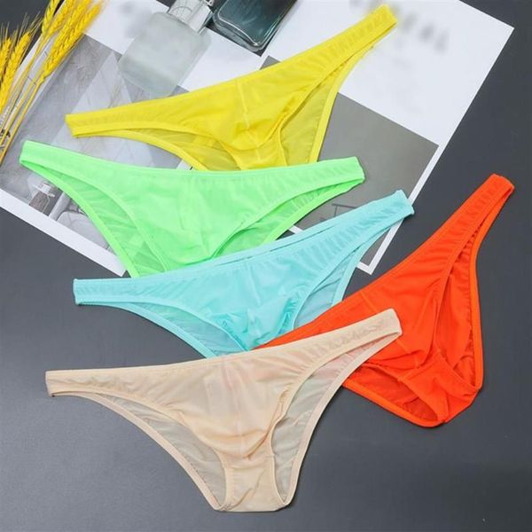 Cuecas transparentes homem sexy roupa interior sólido ver através de calcinha masculina bulge bolsa homens tangas respirável knicker295b