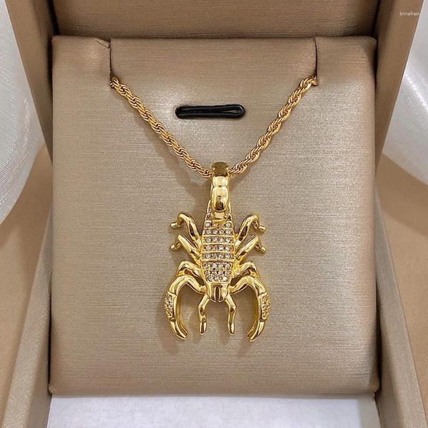 Anhänger Halsketten DODOHAO Einzigartige Goldfarbe Edelstahl Chunky Scorpion Halskette Für Frauen Männer Punk Twisted Chain Schmuck