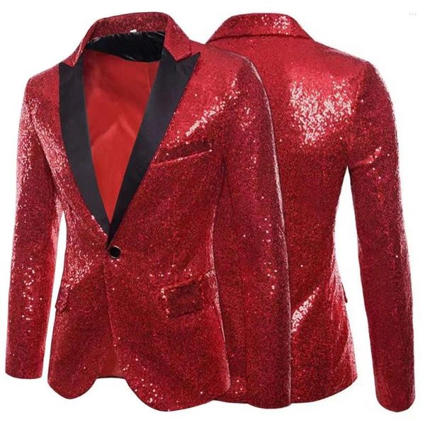 Abiti da uomo Blazer da uomo elegante Giacca versatile a maniche lunghe Glitter Abito da discoteca Caldo