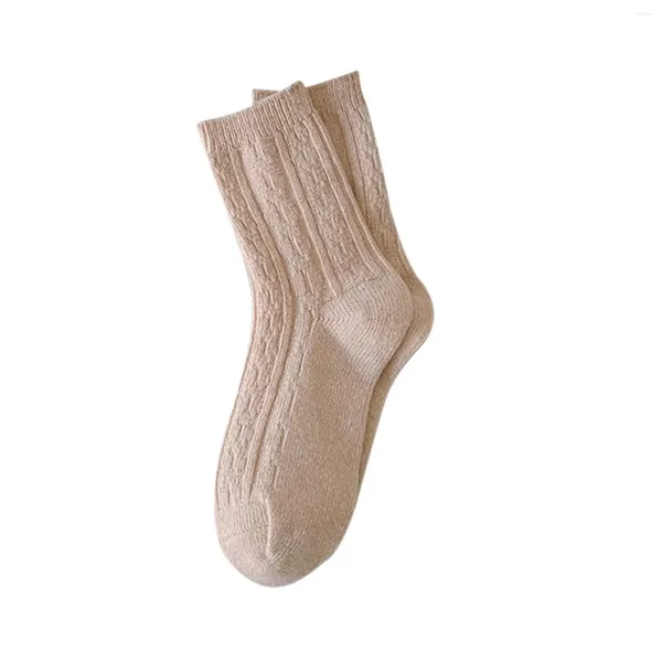 Женские носки, женские осенне-зимние повседневные и удобные утолщенные шерстяные чулки выше колена из чистого хлопка с подвязками