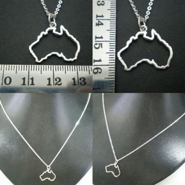 Collana con ciondolo mappa Australia 5 pezzi - Collana con mappa geografica Sydney Melbourne Perth Brisbane Tasmania Geek City gioiello302O