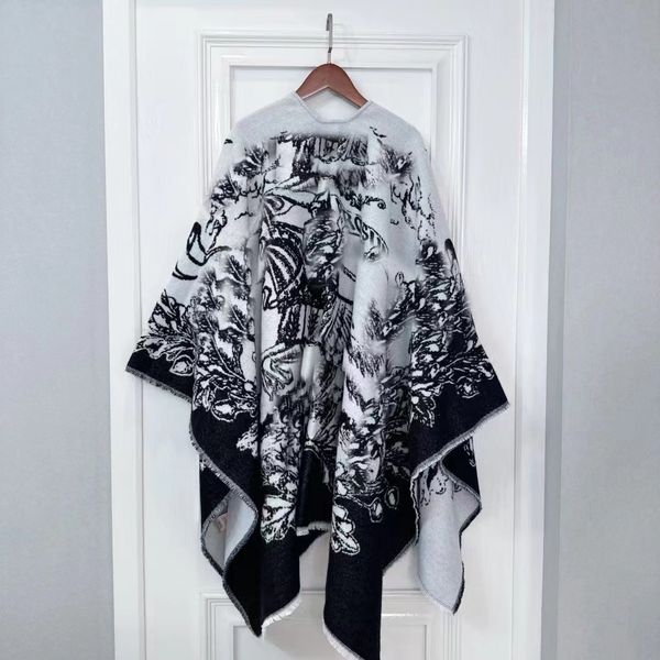 Дизайнерская шаль в европейском и американском стиле, новый шерстяной женский шарф с принтом на осень/зиму, шарфы-накидки, шали