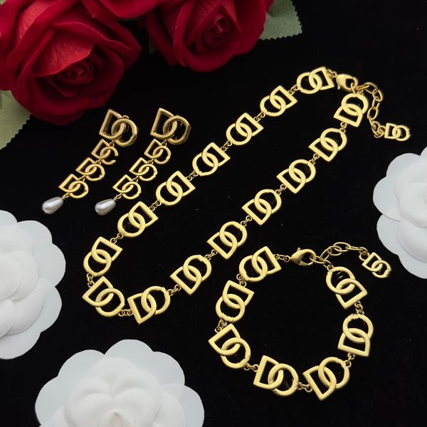 D-Buchstaben-Nähte Schlüsselbeinkette Halskette trendige Halskette Hip-Hop-Armband Ohrring Rock Punk Schmuck Geschenk DSN7 -20