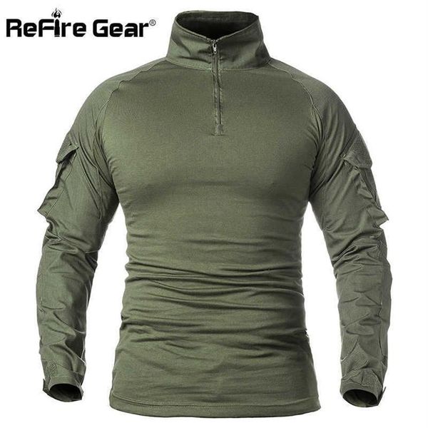 ReFire Gear Männer Armee Taktische T-shirt SWAT Soldaten Militär Kampf T-Shirt Langarm Camouflage Shirts Paintball T Shirts 5XL y309o