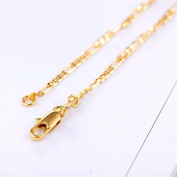 10 pz 14 K Oro e Argento 2 MM Curb Italiano Collana a catena a maglia Figaro Collana a catena Donna Ragazza Uomo Ragazzi Collana di moda Gold205Y