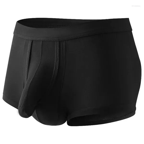 Mutande Nero Bianco Grigio Blu 2024 Arrivo Mens Softable Sexy Sport Boxer Biancheria intima Cock Pouch Calzini per pene Mutandine separate