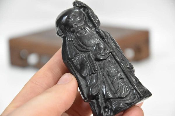 Figurine decorative Cina Cultura Hongshan Ferro nero Magnetismo Meteorite Scultura Fortunato 