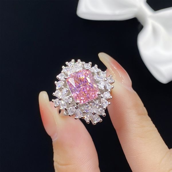 Anel de casamento feminino doce joia cristal rosa imitação turmalina zircão diamante anel aberto pingente colar brincos estudante namorada festa presente de aniversário