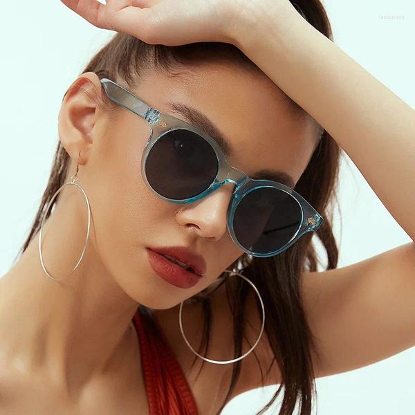 Óculos de sol moda pequena elipse mulheres marca designer óculos unisex sol homens gradiente eyewear