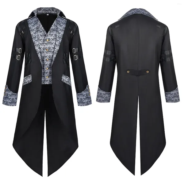 Trench da uomo Frac medievale Cappotto Steampunk Giacca gotica Costume di Halloween Abbigliamento da uomo