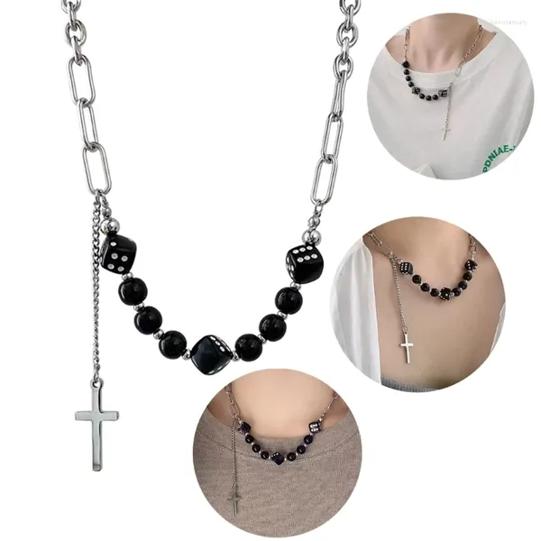 Ketten Schwarze Würfel Halskette Choker Gothic Halsketten Hip Hop Anhänger Colliers Party Zubehör Geschenk Für Frauen Mädchen 066C