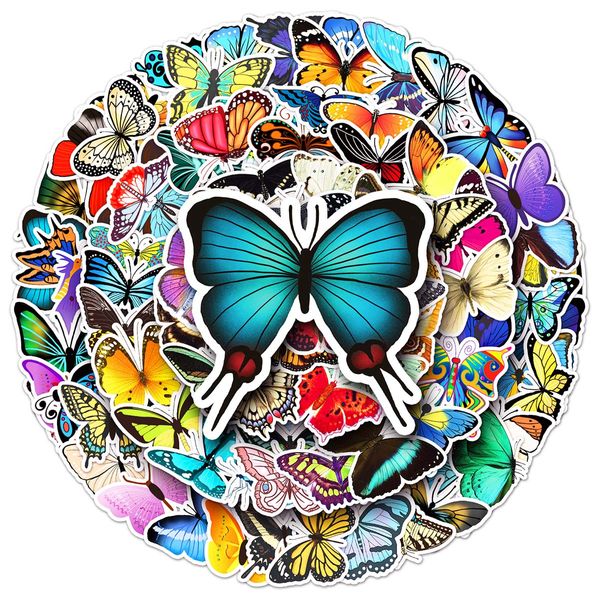 108 stks vlinder cartoon graffiti creatieve stickers PVC persoonlijkheid skateboard diy waterdichte decoratie