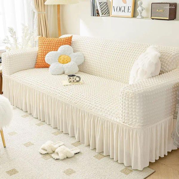 Cadeira cobre sofá capa all-inclusive universal preguiçoso antiderrapante bolha gaze leite branco almofada protetora elástica de uma peça