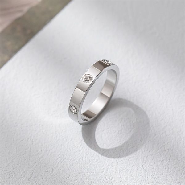 Designer-Ring Diamantring Damenring Schlichter Stil Ringe DesignerCouple Hochglanzpolierte Kanten Stahl Einzelnagel Europäische und amerikanische Modestraße P2