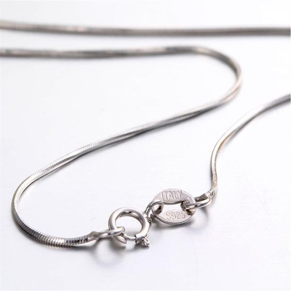 Доступны целых 6 размеров, настоящие ожерелья из стерлингового серебра 925 пробы, тонкие тонкие змеиные цепочки, ожерелье, женская цепочка, детские ювелирные изделия для девочек 14-32255i