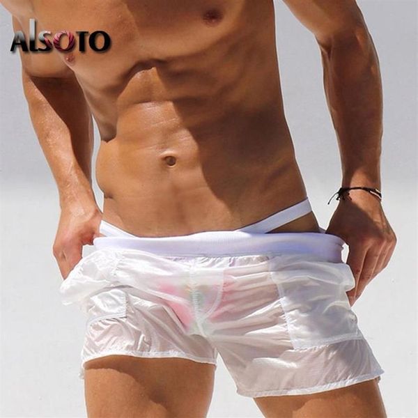 Homens shorts transparentes musculação homem verão ginásios treino masculino malha respirável secagem rápida roupas esportivas jogger praia calças curtas men253r