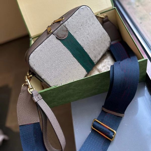 Man Crossbody Bag Tasarımcı Çanta Kamera Çanta Moda Baskı Mektubu Çantası Orijinal Deri Patchwork Çizgili Omuz Sakıntlanmış Debriyaj Cüzdan Çantaları