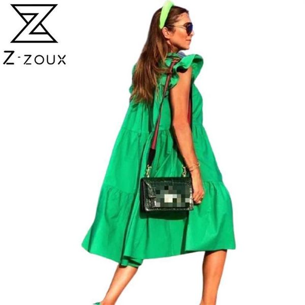 Z-ZOUX Frauen Kleid Kurzarm Plissee Lange Kleider Mode Bohemian Kleid Solide Lose Sommer Kleider Plus Größe Weiß Schwarz Neue H242b