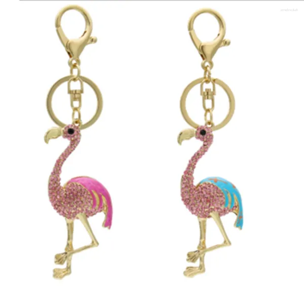 Chaveiros cristal bejeweled flamingo pássaro chaveiro saco encantos titular para meninas/mulheres chaveiros presentes criativos