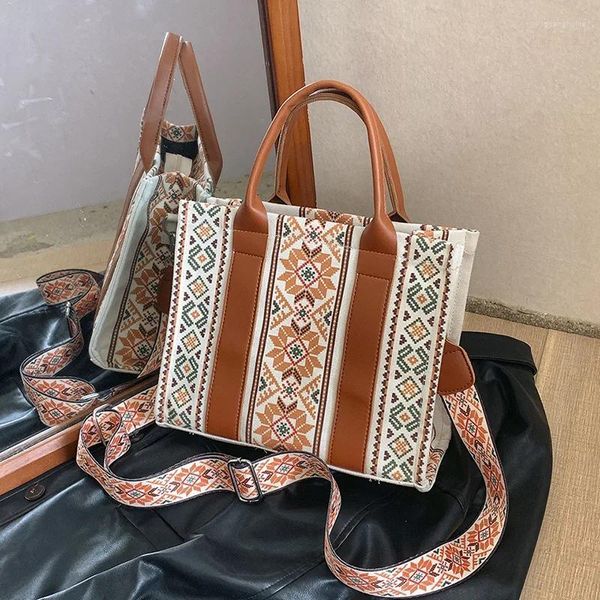 Sacos de noite Bolsa feminina bolsa de lona para mulheres ombro na moda boho alça superior bolsas ocidentais bolsa feminina embreagem 2023