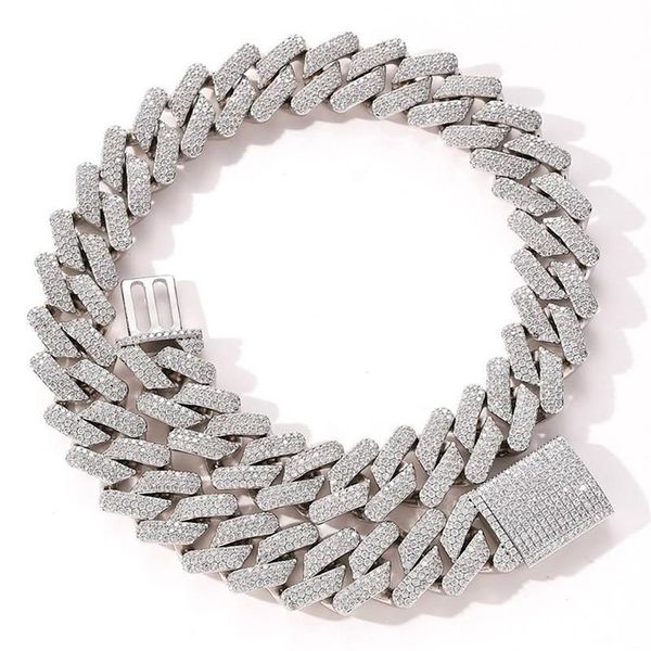 Ketten 20mm große schwere solide kubanische Gliederkette Hip Hop CZ Stein gepflastert Bling Iced Out Square Curb Chokers Halsketten für Männer Rapper Je235c