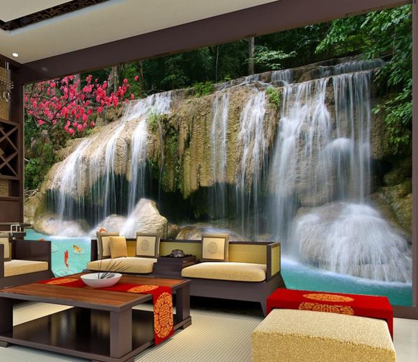 Foto personalizada papel de parede grande pintura de parede fundo paisagem cachoeira 3d quarto papel de parede paisagem