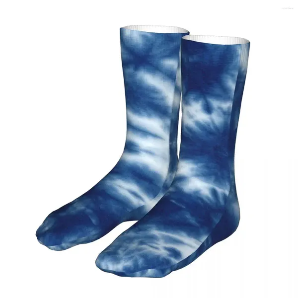 Мужские носки, модные женские повседневные носки цвета индиго, синие, шибори, с рисунком, с рисунком, весна, лето, осень, зима