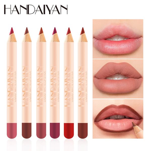 Lápis labiais HANDAIYAN 12 cores Matte Mouth Red Lip Pencil Set Fácil de usar Velvet Matte Lip Gloss Natural e Durável Lip Liners Cosmeticos 231013