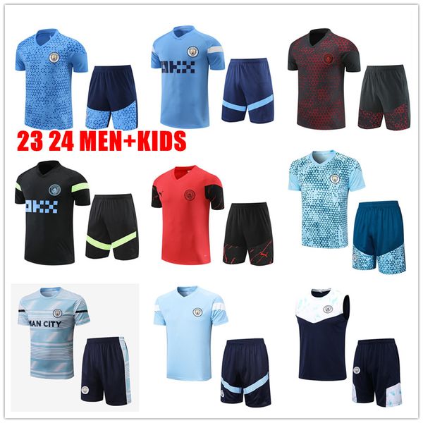 2023 2024 Tute da calcio per bambini Kit a maniche corte MAGLIE DA CALCIO HAALAND Tuta da allenamento GREALISH STERLING MANS CITIES MAHREZ DE BRUYNE FODEN kit da calcio