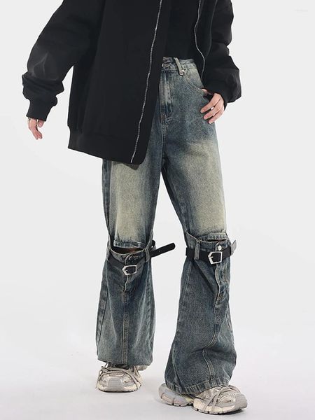 Женские джинсы расклешенные для женщин Y2k винтажная уличная одежда рваные осенние брюки Harajuku оригинальные повседневные модные уличные зимние джинсовые брюки