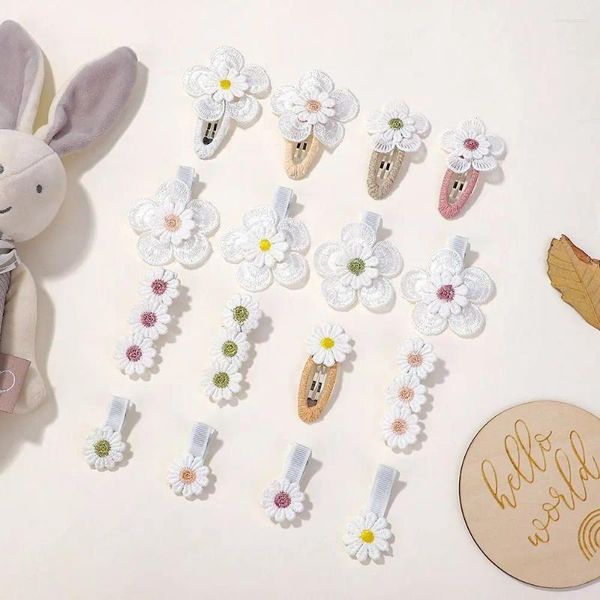 Saç Aksesuarları 10 PCS Daisy Flower Bebek Klipler Malzemeler Nişan Nötr Kumaş Snap El Yapımı Kız Saçkoplar