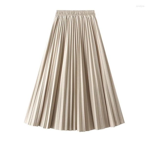 Юбки TIGENA универсальная плиссированная бархатная юбка для женщин 2023 осень-зима корейская повседневная трапециевидная юбка средней длины с высокой талией длинная женская