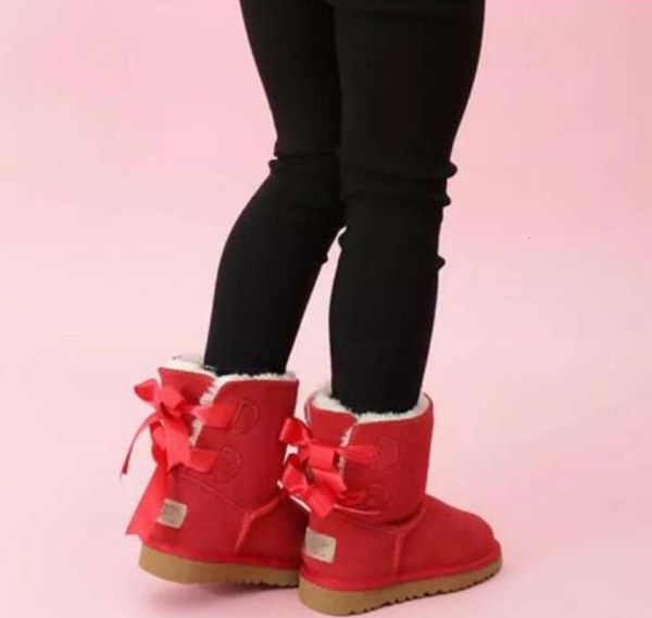 U quente designer crianças botas de neve australiana inverno bailey arco crianças menina menino triplo preto rosa cáqui tornozelo botas 2024