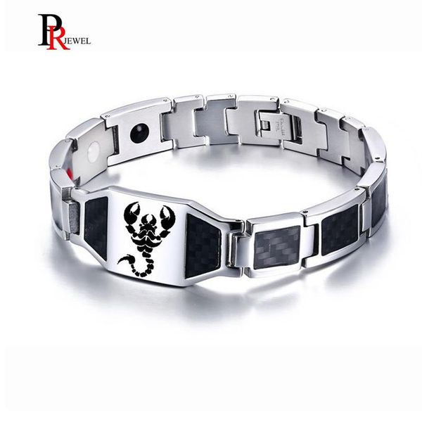 Kohlefaser-Magnet-Bioenergie-Armbänder für Männer, stilvolles Skorpion-Gesundheitstherapie-Gliederketten-Männerarmband 8 46 2734