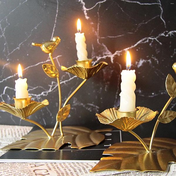 Kerzenhalter Halter Metall Lotus Home Dekoration Kerzenständer Schmiedeeisen Dreiköpfiges Geburtstagsfeier Blatt Vogelnest