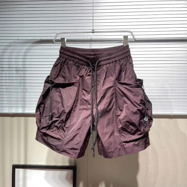 Shorts masculinos 2023 verão grande bolso funcional vento macacão americano rua moda perna larga hip hop calças retas