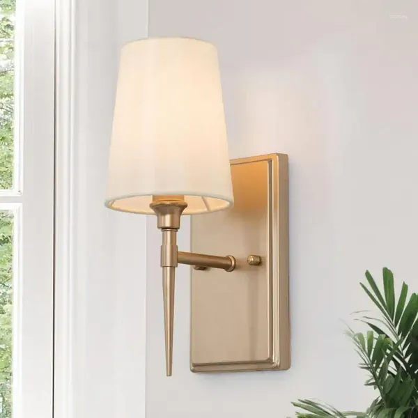 Wandleuchte 4,7 Zoll W 1-flammig Gold und weißer Stoff Moderne/zeitgenössische LED-Wandleuchte 12 Scones-Leuchten Anhänger Bewegungsmelder Li