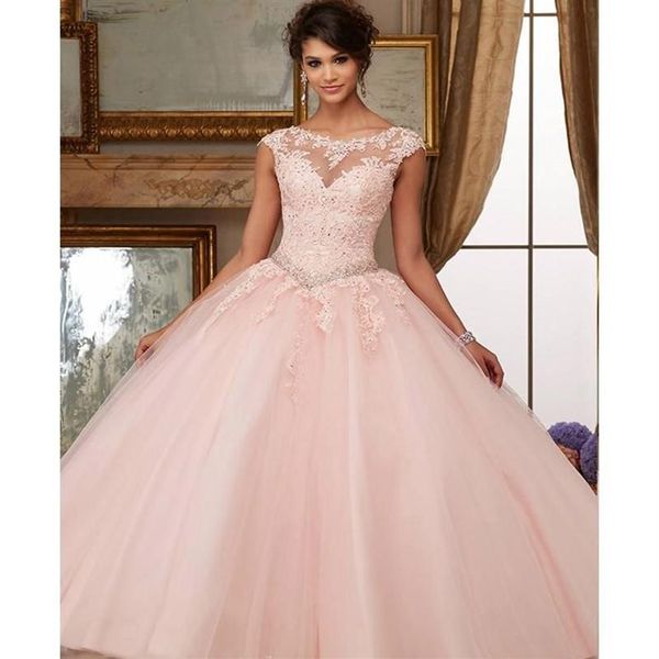 Partykleider Rosa Prom 2021 Elegant weg von der Schulter Spitze Stickerei Vestidos de 15 Anos Quinceanera Kleider Abendkleid248S