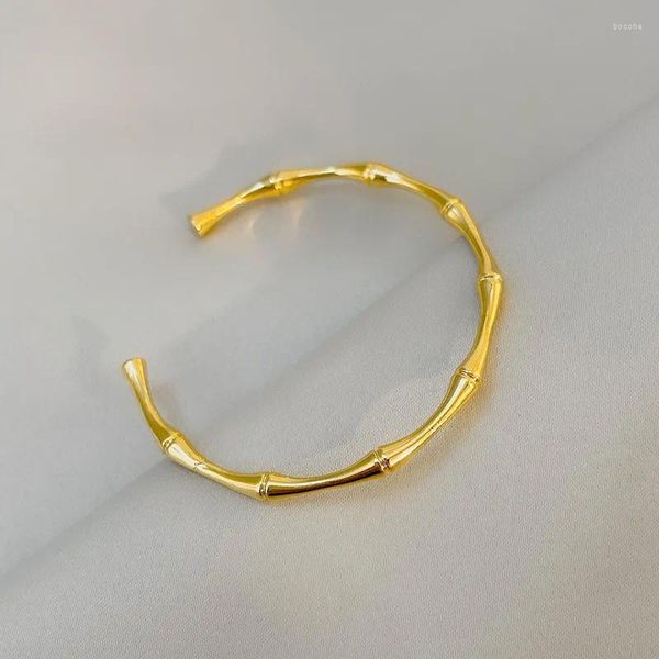Bracciale rigido classico in metallo di bambù aperto braccialetti per le donne Gioielli di marca di moda braccialetti delicati stile semplice