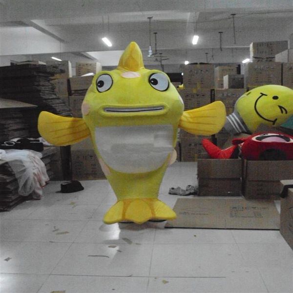 2018 desconto fábrica amarelo peixe mascote traje personagem adulto mascote como moda 251y
