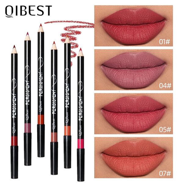 Lápis labial QI 12 PCS / set Moda Feminina À Prova D 'Água Lip Liner Maquiagem Conjunto de Longa Duração Matte Batons Lip Pencil Pen Comestic Tools 231013