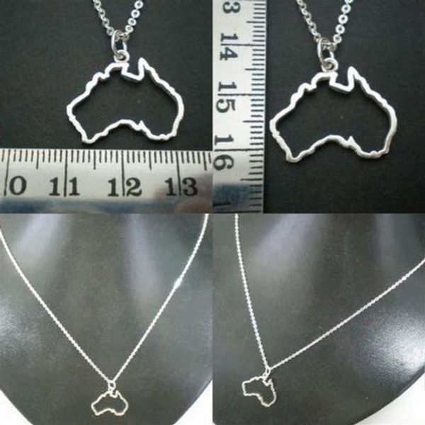 Collana con ciondolo mappa Australia 5 pezzi - Sydney Melbourne Perth Brisbane Tasmania Geek City collana con mappa geografica gioiello223k