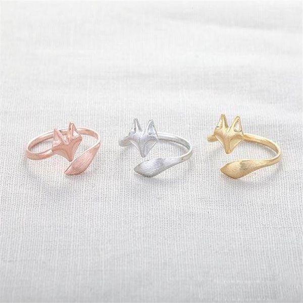 10 peças anel de raposa fofo ouro prata rosa ouro raposa anéis exclusivos anéis ajustáveis anéis de animais anéis elásticos anéis fofos legais r313v