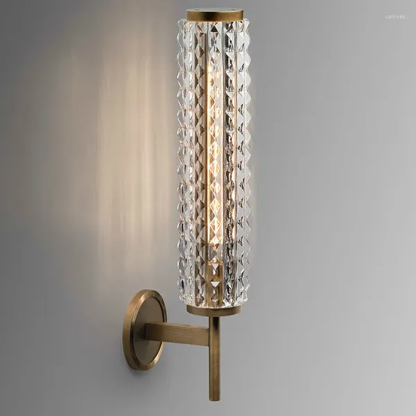 Lampada da parete Luce di lusso nordico semplice moderno tutto in ottone vetro pannocchia villa scala soggiorno camera da letto comodino LB83119