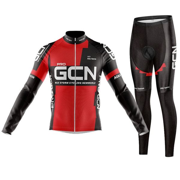 Maglia da ciclismo Set Pro Gcn Team Maglia da ciclismo autunnale Set Pantaloni con bretelle Ropa Maglia da mountain bike Maglia da ciclismo in gel 9D Tuta a maniche lunghe 231013